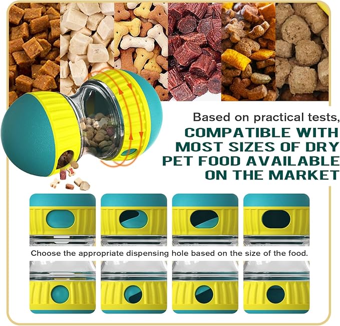 BSISUERM Dog Puzzle Toy Adjustable Treat Dispensing Ball Food Dispenser Tough Slow Feeder Puppy Enrichment Training Toy Pet Interactive Chase Toys for Small Medium Large Dogs to Keep Them Busy, Green