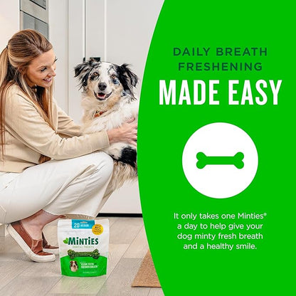 Minties Dog Dental Bone Treats, Tiny/Small Dental Dog Treats, 5-25 lbs, Clean Teeth, Fight Bad Breath, Removes Plaque and Tartar, 120 Count