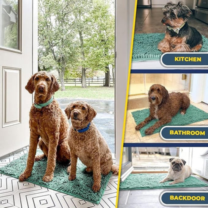 Muddy Mat® | Super Absorbent Door Mat Indoor, Microfiber Quick Dry Chenille Entryway Rug, Non-Slip Front Door Mat, Indoor Mats for Entryway, Machine Washable Pet Rug, Seafoam Green 36" x 120"