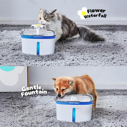 Veken Innovation Award Winner 95oz/2.8L Cat Water Fountain with Stainless Steel Lid, Automatic Pet Fountain Dog Water Dispenser with Replacement Filters for Cats, Dogs (Silver, Stainless Steel)