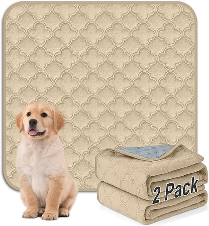 FunFurry Washable Pee Pads for Dogs - 2 Pack Reusable Pee Pads，Waterproof Puppy Pads，Pet Training Pads，Super Absorbent with Dog Paw Shape Non-Slip Backing (Cream, 31" X 36" - 2 Pack)