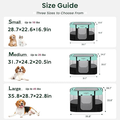 Love's Cabin Medium Dog Tent Crate, Portable Foldable Pop Up Dog Kennel Playpen with Carrying Case (Green)