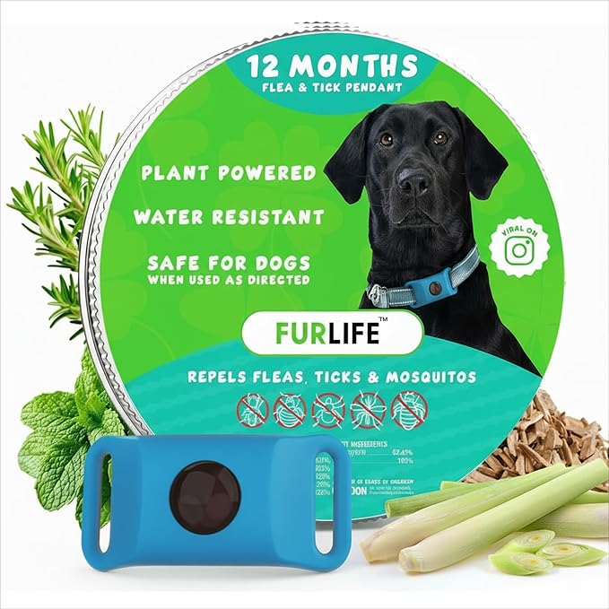 FurLife Blue Dog Tag, Flea and Tick Prevention for Dogs - Waterproof Pendant for Collar, Safe for All Breeds