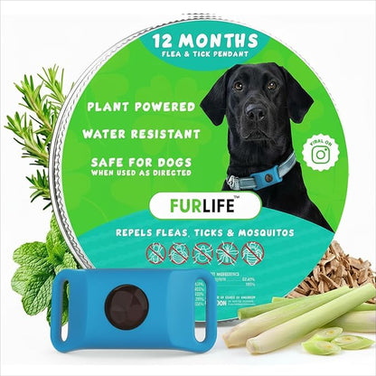 FurLife Blue Dog Tag, Flea and Tick Prevention for Dogs - Waterproof Pendant for Collar, Safe for All Breeds