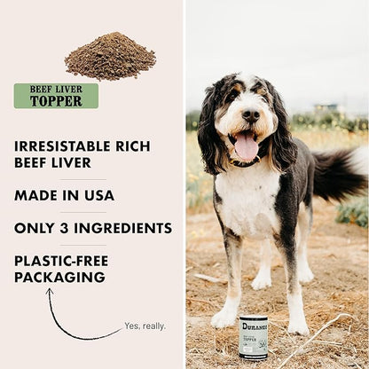 Durango Dog Food Topper – Real Beef Liver Meal Topper for Dogs, High-Protein Kibble Topper for Picky Eaters | Limited-Ingredient, Grain-Free, Made in USA, 60 Servings, 8 oz Tin