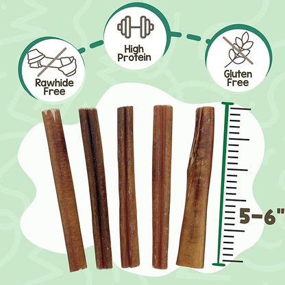 Nature Gnaws Large Bully Sticks for Dogs 5-6" (15 Count) - Thick Long Lasting for Aggressive Chewers and Large Dogs - Natural Beef Dog Chew Bones