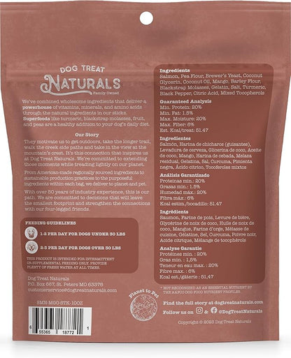 Dog Treat Naturals Superfood Sticks, Salmon & Mango, 10oz Bag | Dog Chew Sticks | All-Natural, Pet Training Treats | Joint-Skin-Coat Health | USA Made