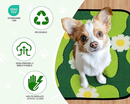 Qeils Reusable Puppy Pads for Small Dogs, Washable Pee Pads with Non-Slip , Absorbent Leakproof Mat for Crates, Playpens, Pet Beds & Whelping, Indoor Potty Training Grass Green, 36"x41", 2 Pack