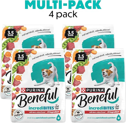 Purina Beneful Incredibites With Farm-Raised Beef Natural Small Breed Dry Dog Food With Added Vitamins, Minerals and Nutrients - (Pack of 4) 3.5 lb. Bags