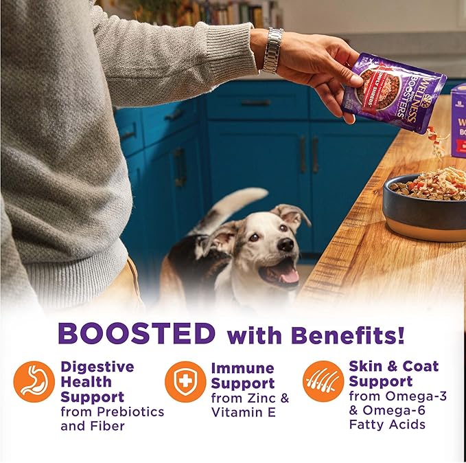 Wellness Bowl Boosters Hearty Topper Wet Dog Food for Small, Medium, and Large Breeds, Grain Free, Natural, Turkey and Sweet Potatoes Recipe, 5.5 oz, Pack of 12