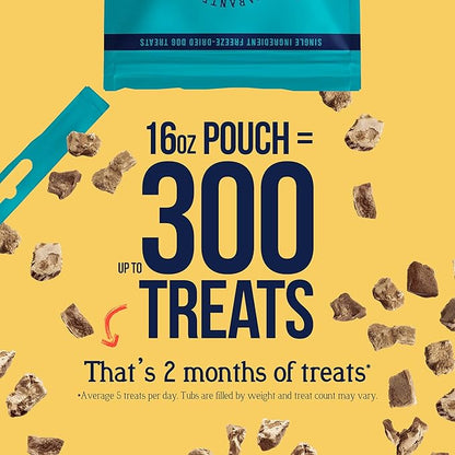 Stewart 100% Chicken Liver Dog Treats, 16 oz Pouch, ~300 Pieces, Freeze Dried Raw, Single Ingredient, 60% Protein Training Treats or Meal Topper, Grain Free, Gluten Free