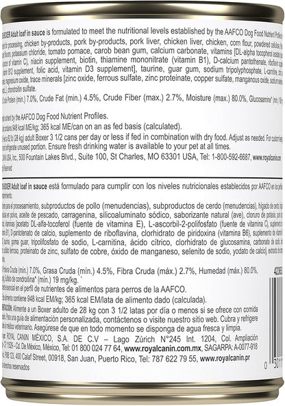 Royal Canin Breed Health Nutrition Boxer Adult Loaf in Sauce Dog Food, 13.5 oz (Pack of 12)