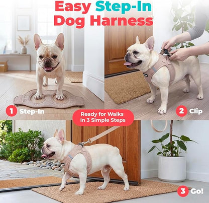 Best Pet Supplies Voyager Step-in Air Harness - All Weather Mesh, Reflective, No Pull Harness for Dogs, Cats - Secure with Hook & Loop Fastener, Buckle, Double D-Rings - Khaki, XL