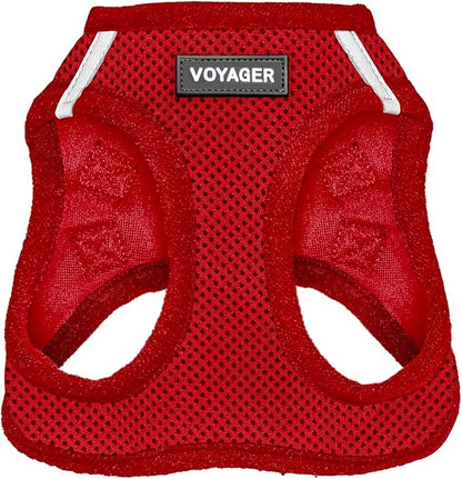 Best Pet Supplies Voyager Step-in Air Harness - All Weather Mesh, Reflective, No Pull Harness for Dogs, Cats - Secure with Hook & Loop Fastener, Buckle, Double D-Rings - Red, S
