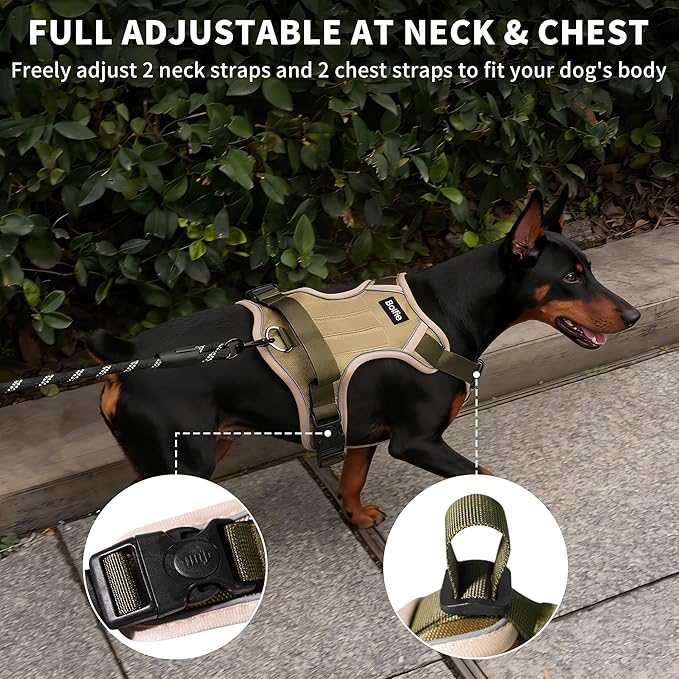 Tactical Dog Harness for Large Dogs,No Pull Military Dog Vest with Handle,Reflective Heavy Duty Pet Harness for Walking Hiking Training L