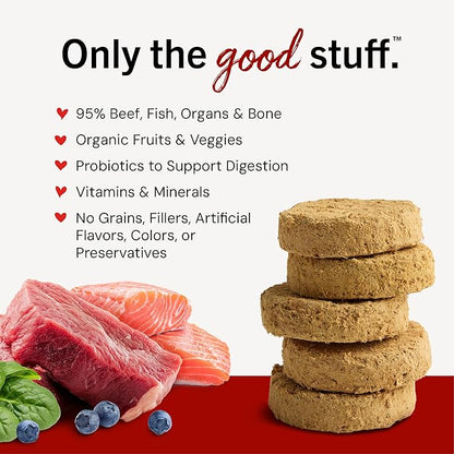 Stella & Chewy's Freeze-Dried Raw Dinner Patties - Surf 'N Turf Salmon & Beef Recipe - High Protein Grain-Free Puppy & Dog Food - Perfect For Picky Eaters - 14 oz