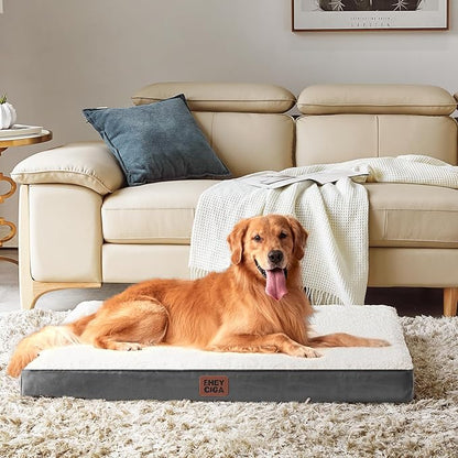 EHEYCIGA Orthopedic Dog Beds for Large Dogs with Removable Washable Cover, Beige, 36x27