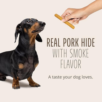 Better Belly Pork Hide Rolls with Smoke Flavor Small, 20 Count, Digestible Pork Hide for Dogs