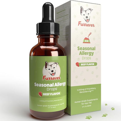 Dog Allergy Relief Drops - Support Your Pets Immune System During Seasonal Allergies - for Itching, Scratching, and Licking - Allergy Aid for Dogs & Cats - Beef Flavored - 2oz