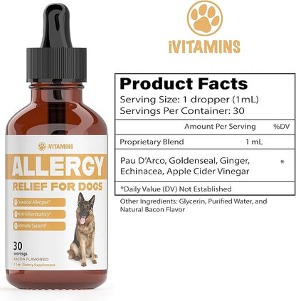 Natural Dog Allergy Relief - Helps to Naturally Support Allergy & Itch Relief for Dogs - Allergy Relief for Dogs Itching - Itch Relief for Dogs - Dog Itch Relief - Dog Allergy Support - 1 fl oz (Dogs)