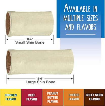 Cadet Stuffed Shin Bone - Highly Digestible, High Protein, Long-Lasting Dog Chew Bone for Aggressive Chewers, Supports Dental Health, Cheese Flavor, Large (1 Count) (Pack of 4)