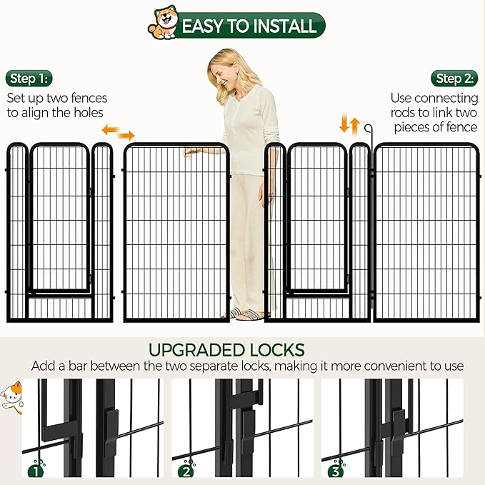 Yaheetech Dog Playpen Outdoor, 47 inch 16 Panels Dog Pen Indoor Heavy Duty Puppy Exercise Pen Metal Pet Fence for RV Camping/Yard/Garden