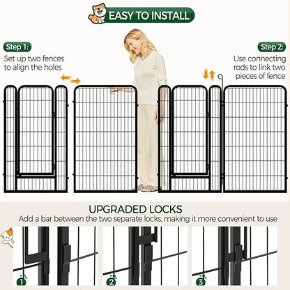 Yaheetech Dog Playpen Outdoor, 47 inch 12 Panels Dog Pen Indoor Heavy Duty Puppy Exercise Pen Metal Pet Fence for RV Camping/Yard/Garden