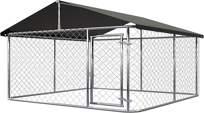 Petony 78"x 78" Outdoor Dog Enclosure Heavy Duty Dog Kennel House Mesh Dog Big Cage Pet Kennel Steel Fence with Secure Lock