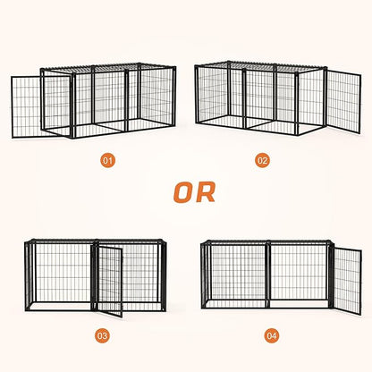 Aoowow Dog Crate for Small Medium Dogs, 63" Dog Kennel Indoor Puppy Dog Playpen with Top, Iron Heavy Duty Dog Cage,Black