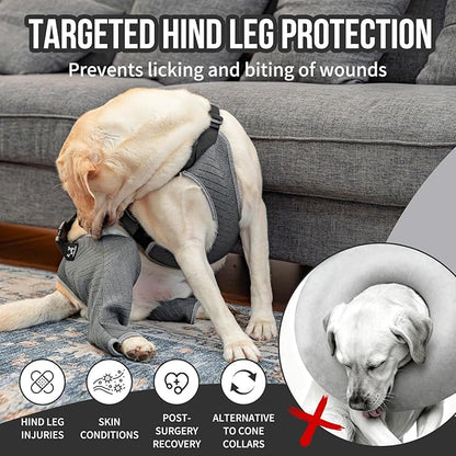 Arblina Dog Recovery Sleeve for Hind Leg, Adjustable Buckled Rear Leg Sleeve to Prevent Licking Wounds for Medium Large Dogs After Surgery, Thick Leg Sleeve as Cone Collar Alternative, M