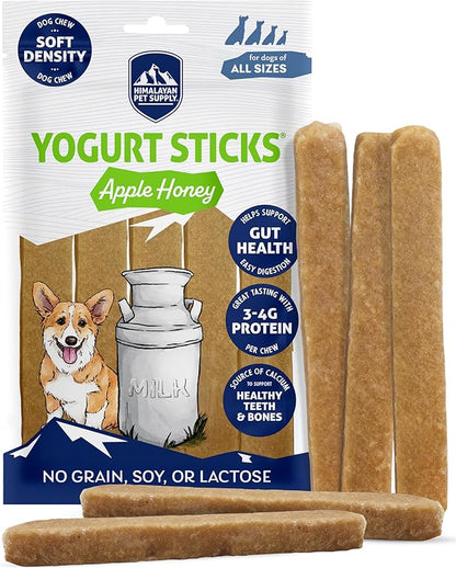 Himalayan Dog Chew Apple Honey Yogurt Sticks for Dogs | Protein-Rich Treats with Prebiotics & Probiotics | Lactose-Free, Grain-Free, Gluten-Free | Healthy Yogurt Chews for All Breeds | 5 Count