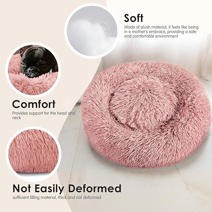 Extra Large Dog Beds, 36 Inch Human Dog Anxiety Relief Comfort Bed, Indestructible & Chew Proof Pet Beds (Pink)