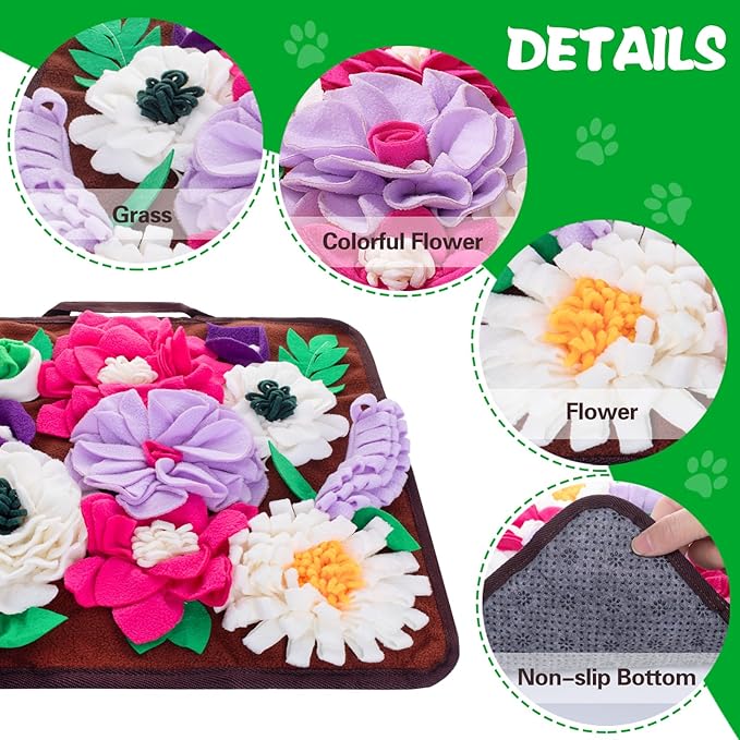 Snuffle Mat for Dogs,Dog Feeding Mat Sniff Mat Interactive Dog Puzzle Mat for Training and Stress Relief Encourages Natural Foraging Skills (Coffee)