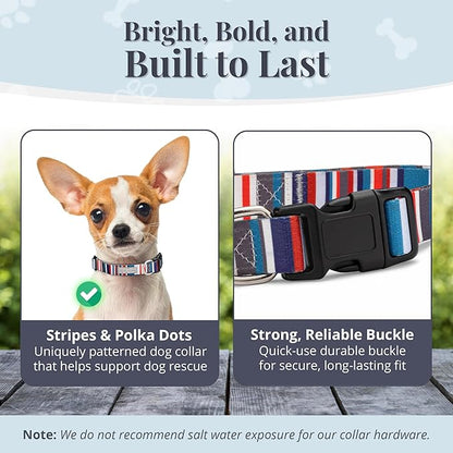 Lucky Love Dog - Adjustable Dog Collar with Easy Click Buckle for Small Dogs, Durable, & Comfortable for Male & Female Dogs, Pet Collar for Puppies & Adult Ones - Linus, XS