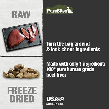 PureBites Beef Freeze Dried Dog Treats, 1 Ingredient, Made in USA, 26oz (Packaging May Vary)