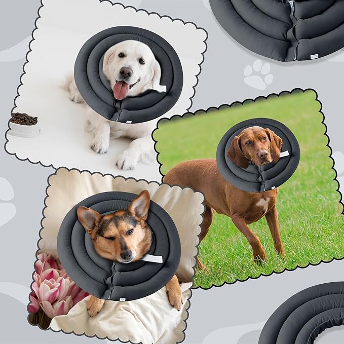 Soft Dog Cone Collar - Adjustable Recovery Cone for Large Dogs After Surgery to Stop Licking, Waterproof Elizabethan Protective Neck Donut Collar Alternative for Pet (Grey, 2XL)