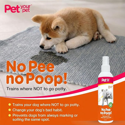 Dog Potty Training Spray No Pee No Poop, 8 Fl Oz, Non Toxic Spray for Dogs Only, Natural Pee Deterrent, Prevents Urine Marking and Pooping, Indoor Outdoor House Training Aid