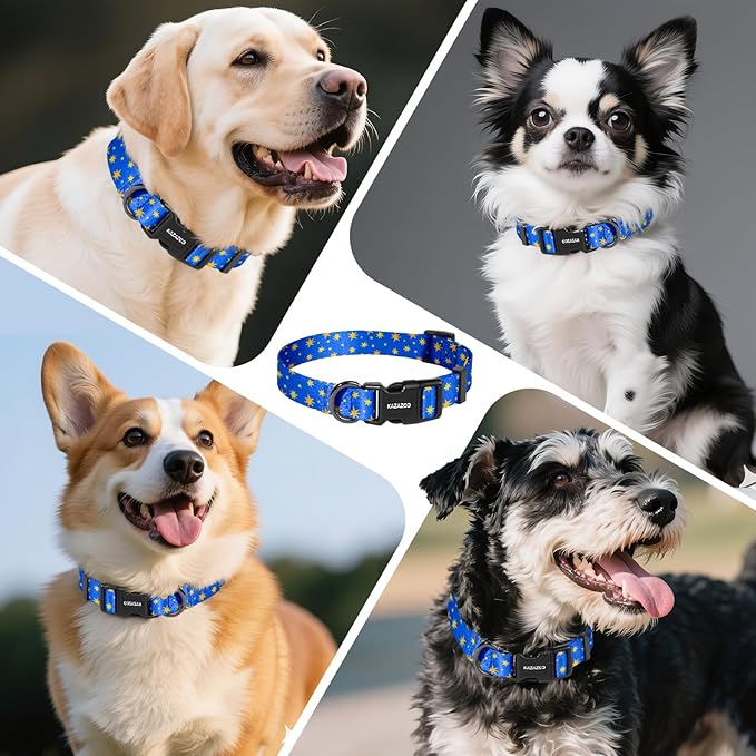 Kazazoo Dog Collar Cute and Soft Nylon Puppy Collar for Boy and Girl, Adjustable Dog Collars for Small Medium Dogs, Blue Sky-S