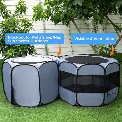 EighteenTek® 2-in-1 Pop up Pet Playpen, Assembly-Free, with Leakproof Pet Pee Pads,Portable Foldable Dog Tent Enclosure Indoor Outdoors Cats Puppy Kittens Small Animals Crates (S, 58" Lx29 Wx17 H)