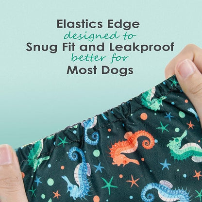 wegreeco Washable Male Dog Belly Band (Stylish Pattern)- Pack of 3 - Male Dog Belly Wrap, Dog Diapers Male (Marine Horse, XX-Large)