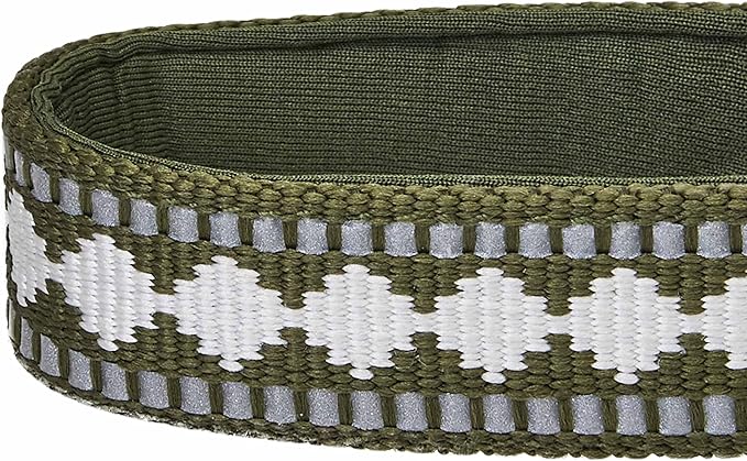 Blueberry Pet 3 Colors 3M Reflective Jacquard Neoprene Padded Adjustable Dog Collar, Olive
