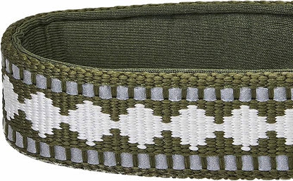 Blueberry Pet 3 Colors 3M Reflective Jacquard Neoprene Padded Adjustable Dog Collar, Olive