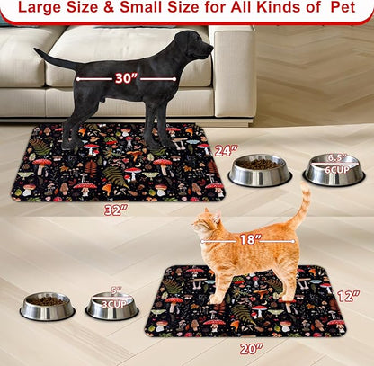 Dog Food Mats for Floors Waterproof Mat for Cat Food and Water Bowls - Absorbent Quick Dry Non Slip Mat for Pet Feeding