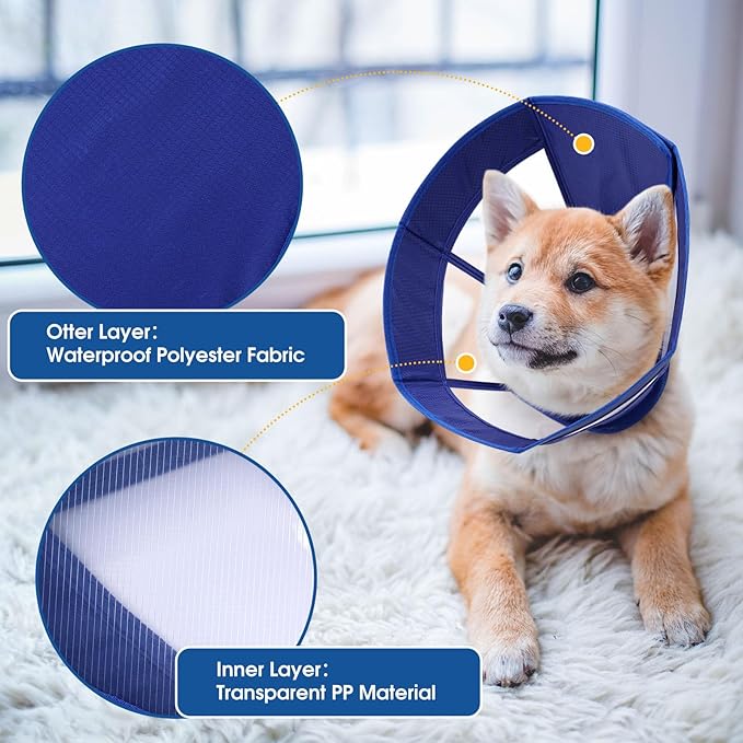 Dog Cone Collar Soft Adjustable Cone for Dogs to Stop Licking Dog Recovery E-Collar for Small Medium Large Dogs After Surgery Alternative(Blue, XL)
