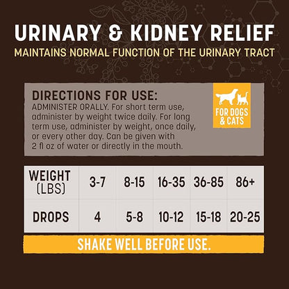 Earth Animal Apothecary Liquid Supplement - Urinary & Kidney Relief Herbal Remedies for Dogs & Cats - 2 fl oz