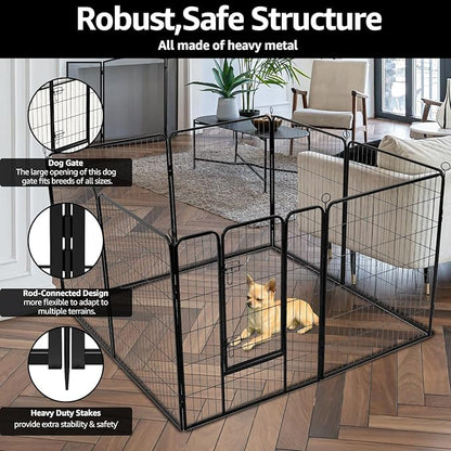 PJYuCien Dog Playpen Plus Storage Bag, 31.3" H 8 Panels Puppy Pen with Square Bottom, Heavy Duty Dog Fence for Puppies/Small Dogs