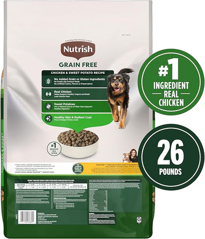 Nutrish Grain Free Dry Dog Food, Chicken & Sweet Potato Recipe, 26 lb. Bag (Rachael Ray)