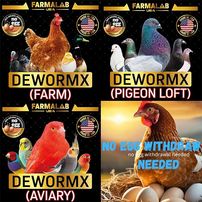 Farmalab Natural Dewormer Internal & External 100 Tabs Poultry - Vitamin for Poultry Rooster Hen Chicken Baby Chick Doves Pigeons and All Caged Birds (Pigeon Doves Squail)