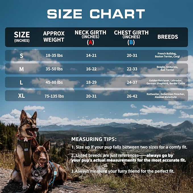 AUROTH Tactical Dog Harness for Large Dogs No Pull Adjustable Pet Harness Reflective K12 Working Training Easy Control Pet Vest Military Service Dog Harnesses