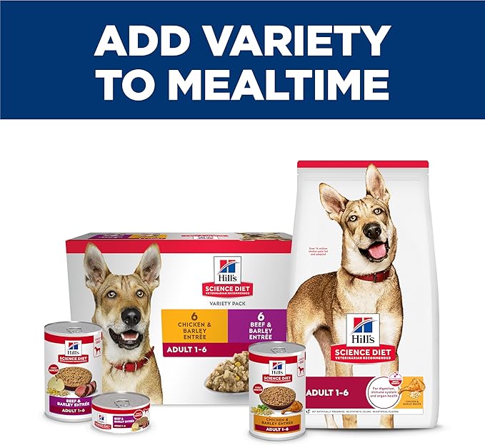 Hill's Science Diet Adult 1-6 Premium Nutrition Wet Dog Food,Chicken & Barley,13 oz. Cans,(Pack of 24)